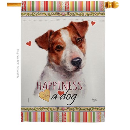 GARDENCONTROL 28 x 40 in. Dog Jack Russell Terrier Happiness Double-Sided Decorative Vertical House Flag GA2016968